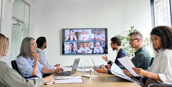 Diverse team having a virtual meeting