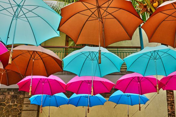 Suspended umbrellas